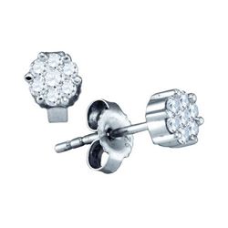 925 Sterling Silver White 0.15CTW DIAMOND FLOWER EARRIN