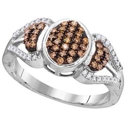 10KT White Gold 0.33CTW COGNAC DIAMOND FASHION RING