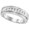 10kt White Gold Mens Round Diamond Ridged Edges Wedding