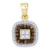 Image 1 : 10K Yellow-gold 0.35CTW COGNAC DIAMOND MICRO-PAVE PENDA