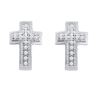 Image 1 : 10KT White Gold 0.10CTW DIAMOND CROSS EARRINGS