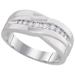 10KT White Gold 0.25CTW DIAMOND MENS FASHION BAND