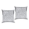 Image 1 : 10KT White Gold 0.10CTW DIAMOND MICRO PAVE EARRINGS