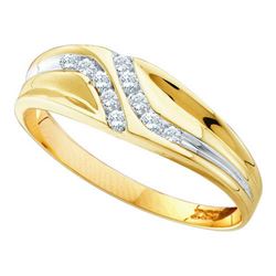 10KT Yellow Gold 0.12CTW DIAMOND MENS FASHION BAND