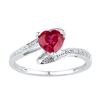Image 1 : Sterling Silver Womens Heart Lab-Created Ruby Solitaire