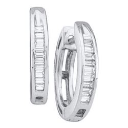 14KT White Gold 0.15CTW DIAMOND FASHION HOOPS