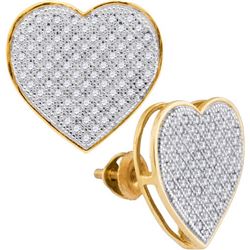 10KT Yellow Gold 0.50CTW DIAMOND HEART EARRINGS