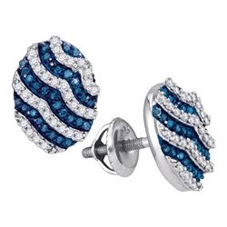 10KT White Gold 0.45CTW BLUE DIAMOND MICRO-PAVE EARRING