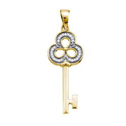 925 Sterling Silver Yellow 0.08CTW DIAMOND KEY PENDANT