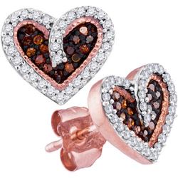 10KT Rose Gold 0.20CTW RED DIAMOND HEART EARRING