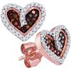 Image 1 : 10KT Rose Gold 0.20CTW RED DIAMOND HEART EARRING
