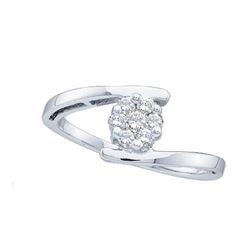 14KT White Gold 0.25CTW DIAMOND FLOWER LADIES RING