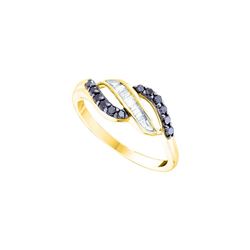 14k Yellow Gold Black Colored Diamond Womens Delicate C