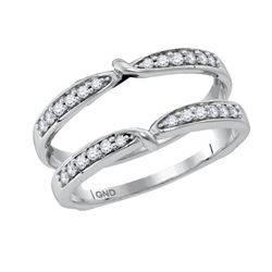 14kt White Gold Womens Round Diamond Ring Guard Wrap En