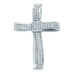 10KT White Gold 0.25CTW DIAMOND CROSS PENDANT