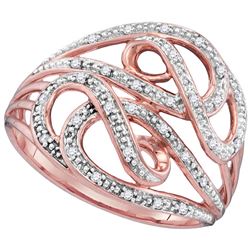 10kt Rose Gold Womens Round Natural Diamond Woven Cockt