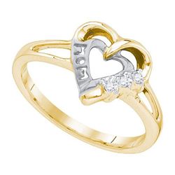 925 Sterling Silver Yellow 0.03CTW DIAMOND HEART RING