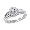 10kt White Gold Womens Round Diamond Halo Bridal Weddin