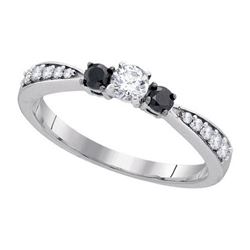 10KT White Gold 0.39CTW BLACK DIAMOND FASHION RING