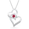 Image 1 : Sterling Silver Womens Round Lab-Created Ruby Diamond D