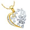 Image 1 : 925 Sterling Silver Yellow 0.12CTW DIAMOND HEART PENDAN