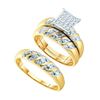 Image 1 : 10KT Yellow Gold 0.08CTW DIAMOND CLUSTER TRIO SET