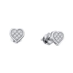 925 Sterling Silver White 0.05CT DIAMOND HEART EARRINGS