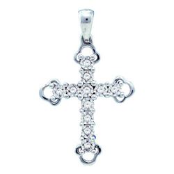 925 Sterling Silver White 0.12CTW DIAMOND CROSS PENDANT