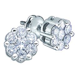 10KT White Gold 0.15CTW DIAMOND FLOWER EARRINGS