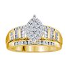 Image 1 : 10kt Yellow Gold Womens Round Diamond Oval Cluster Brid