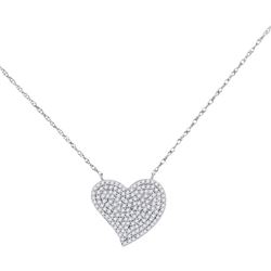 10KT White Gold 0.35CTW DIAMOND HEART NECKLACE