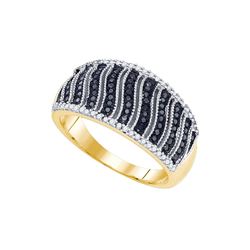 10kt Yellow Gold Womens Round Black Colored Diamond Fas