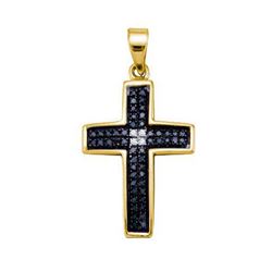 925 Sterling Silver Yellow 0.15CTW DIAMOND CROSS CHARM