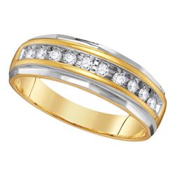 14kt Two-tone Yellow Gold Mens Round Diamond Single Row