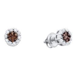 14KT White Gold 0.50CTW COGNAC DIAMOND LADIES FLOWER EA