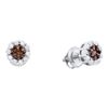 14KT White Gold 0.50CTW COGNAC DIAMOND LADIES FLOWER EA