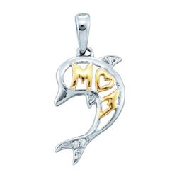 10KT White Gold 0.02CTW DIAMOND DOLPHIN PENDANT