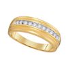 Image 1 : 10kt Yellow Gold Mens Round Diamond Single Row Milgrain