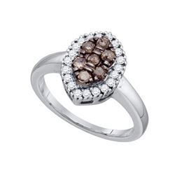 10KT White Gold 0.51CT COGNAC DIAMOND FASHION RING