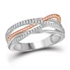 Image 1 : 10kt White Gold Womens Round Diamond Rose-tone Rope Cro