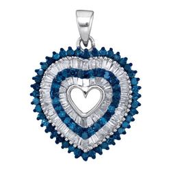 14K White-gold 0.90CTW BLUE DIAMOND MICRO-PAVE PENDANT