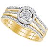 Image 1 : 10K Yellow-gold 0.25CTW-Diamond MICRO-PAVE BRIDAL SET