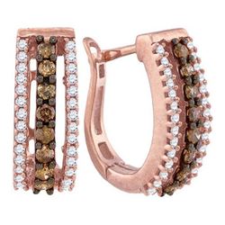 10KT Rose Gold 0.48CTW COGNAC DIAMOND FASHION EARRING