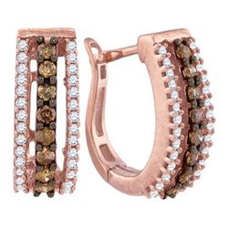 10KT Rose Gold 0.48CTW COGNAC DIAMOND FASHION EARRING