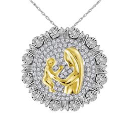 Sterling Silver Womens Round Diamond Yellow-tone Mom Mo