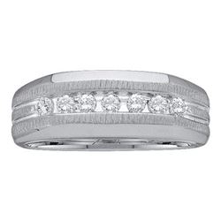 10KT White Gold 0.25CTW DIAMOND MENS CLUSTER BAND