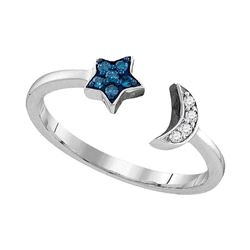 Sterling Silver Womens Round Blue Color Enhanced Diamon