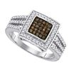 10KT White Gold 0.50CTW COGNAC DIAMOND MICRO-PAVE RING