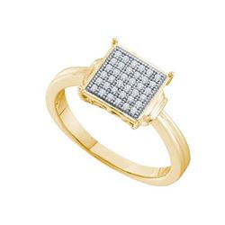 925 Sterling Silver Yellow 0.10CT DIAMOND MICRO PAVE RI