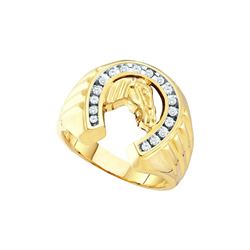 10kt Yellow Gold Mens Round Natural Diamond Horseshoe F